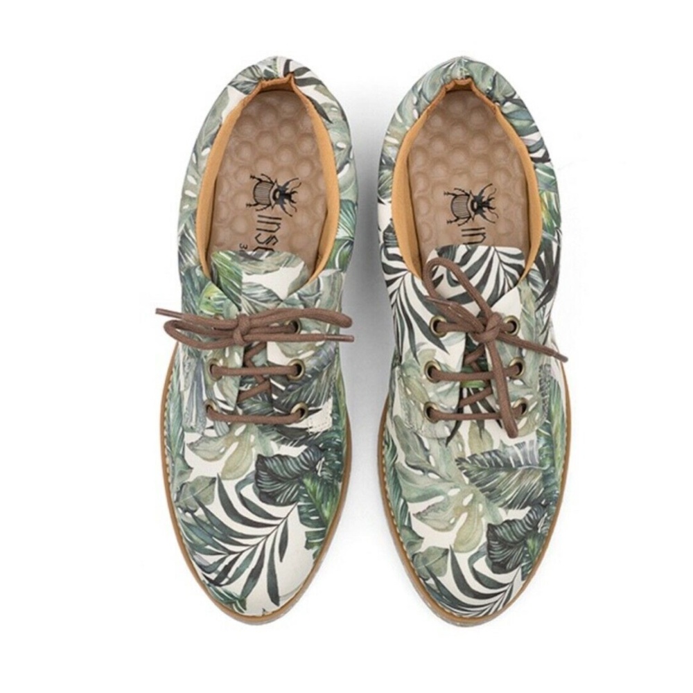 Insecta Vegan Oxford Shoes SCARABEUS FOLHAGEM Floral Size EU 40 US 9